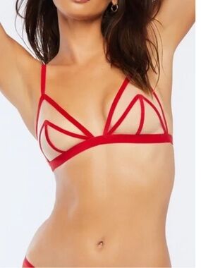 Savage X Fenty Sheer Strappy Bra - Red